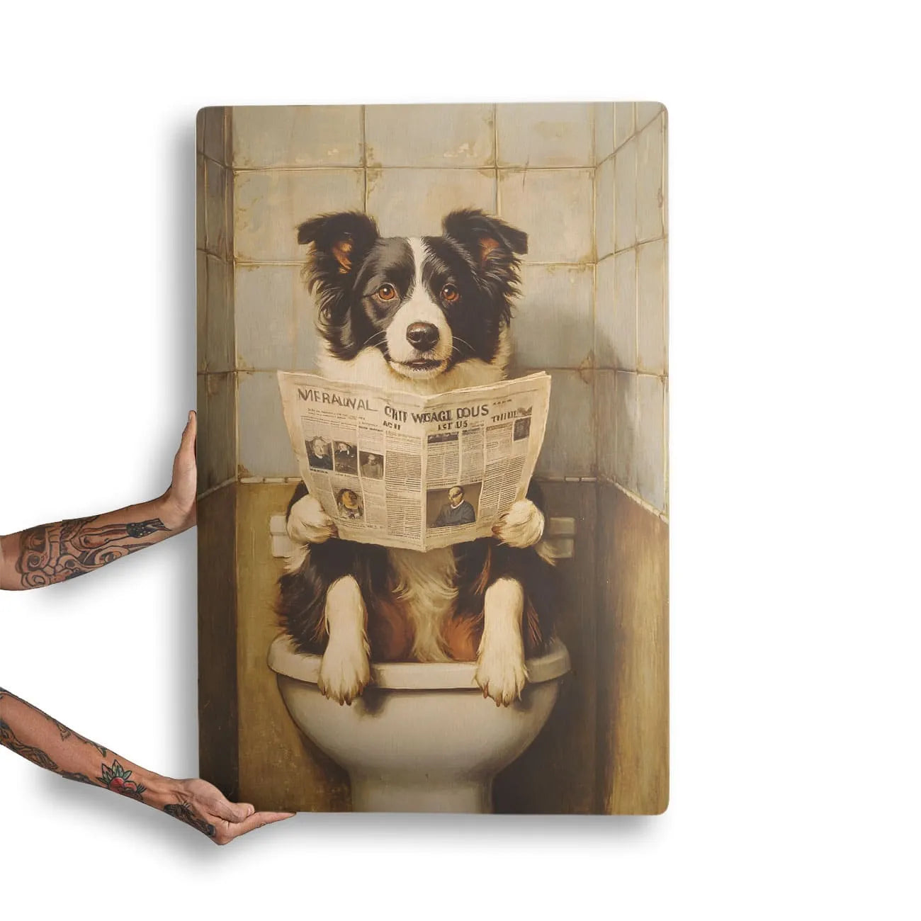 Quadro Decorativo  - Border Collie no banheiro