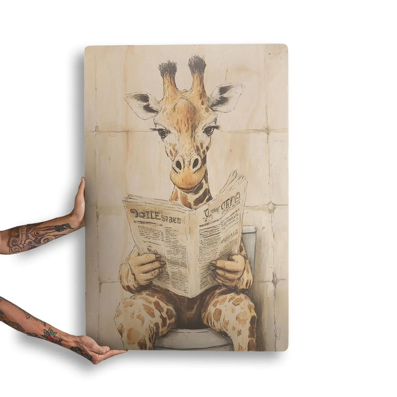 Quadro Decorativo  - Girafa no Banheiro