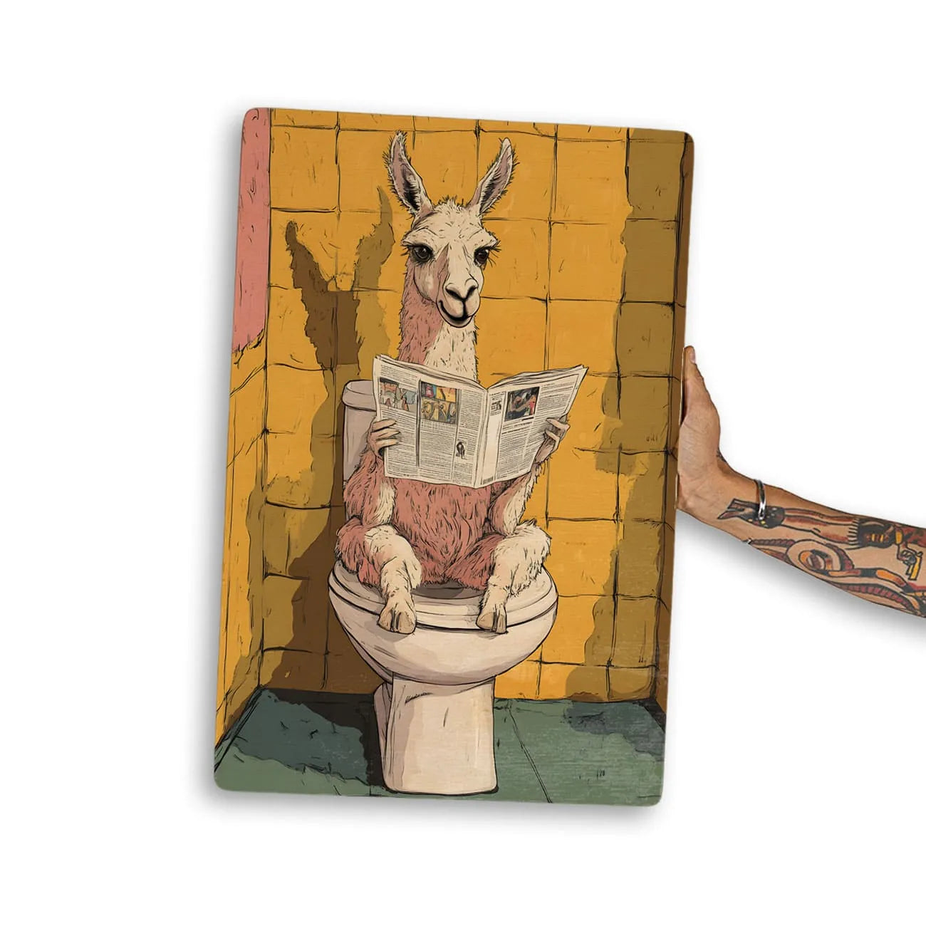 Quadro Decorativo  - Lhama no banheiro