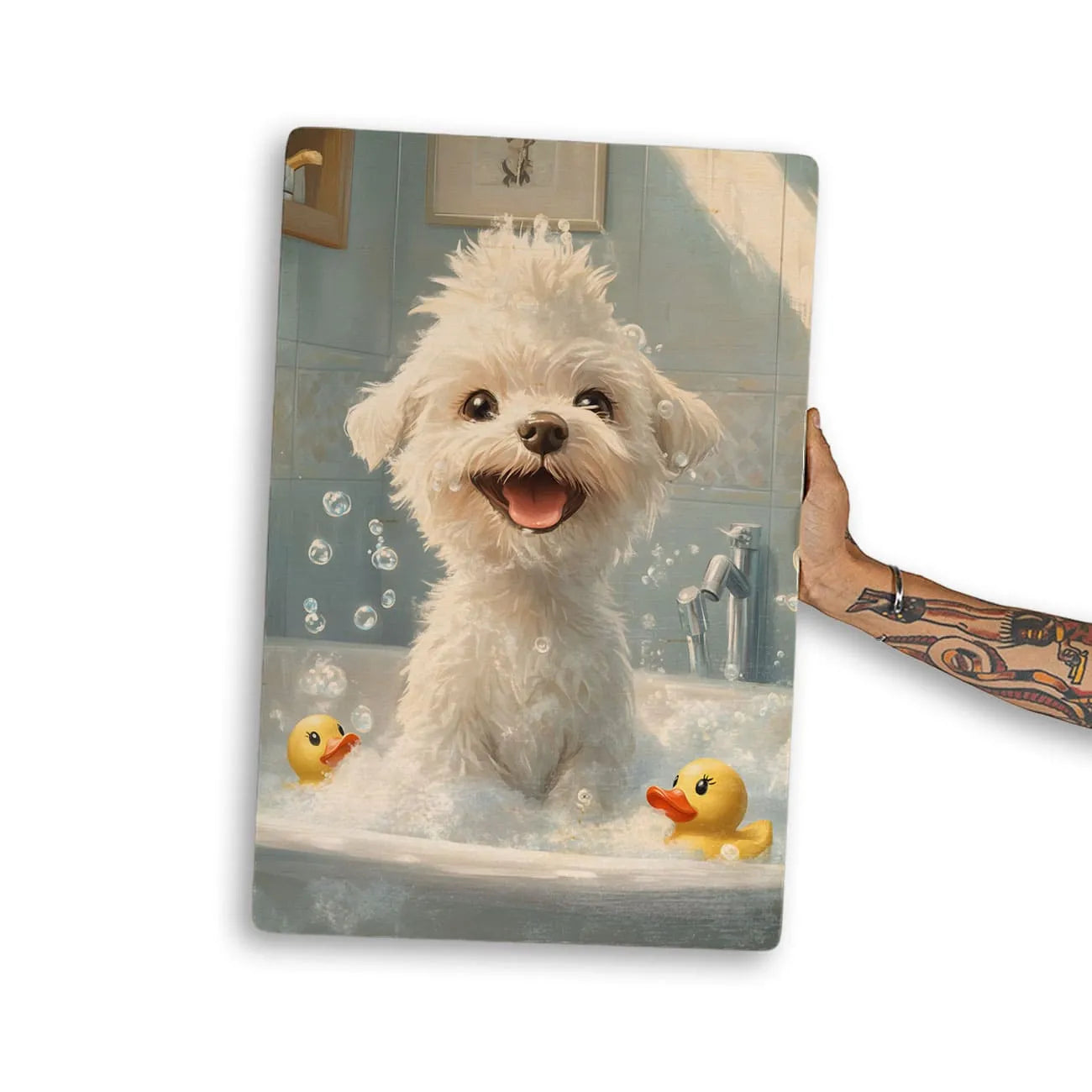 Quadro Decorativo  - Maltês na banheira