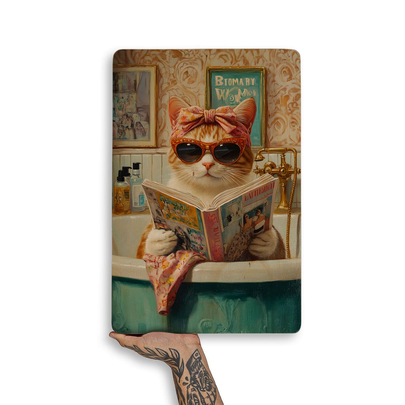 Quadro Decorativo  - Gatinha na banheira