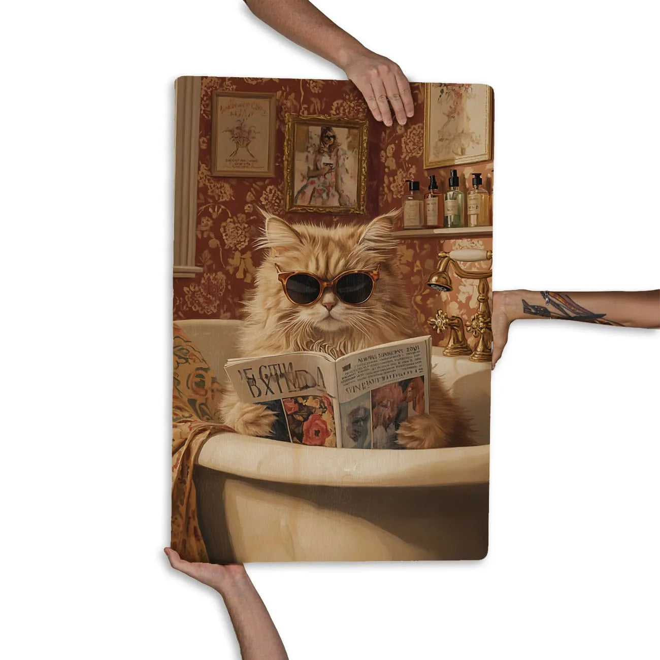 Quadro Decorativo  - Gato de óculos na banheira