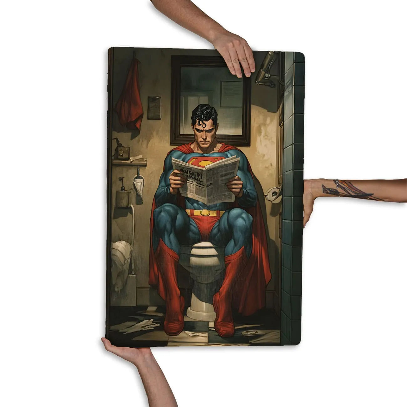 Quadro Decorativo  - Superman no Banheiro