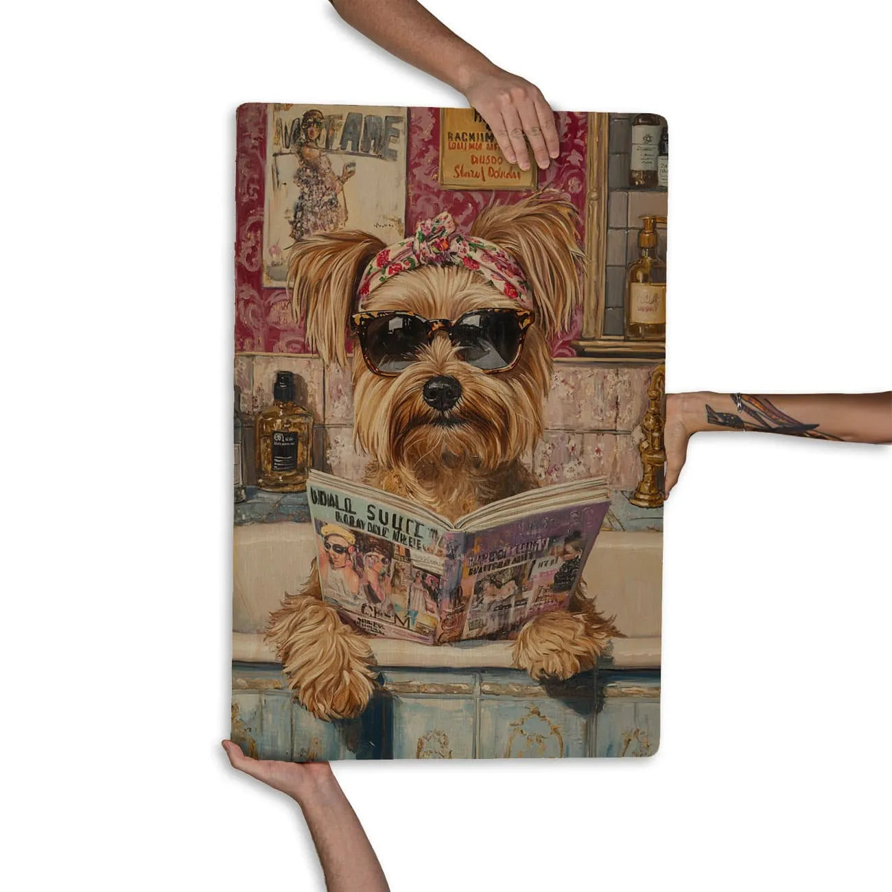 Quadro Decorativo  - Yorkshire na banheira