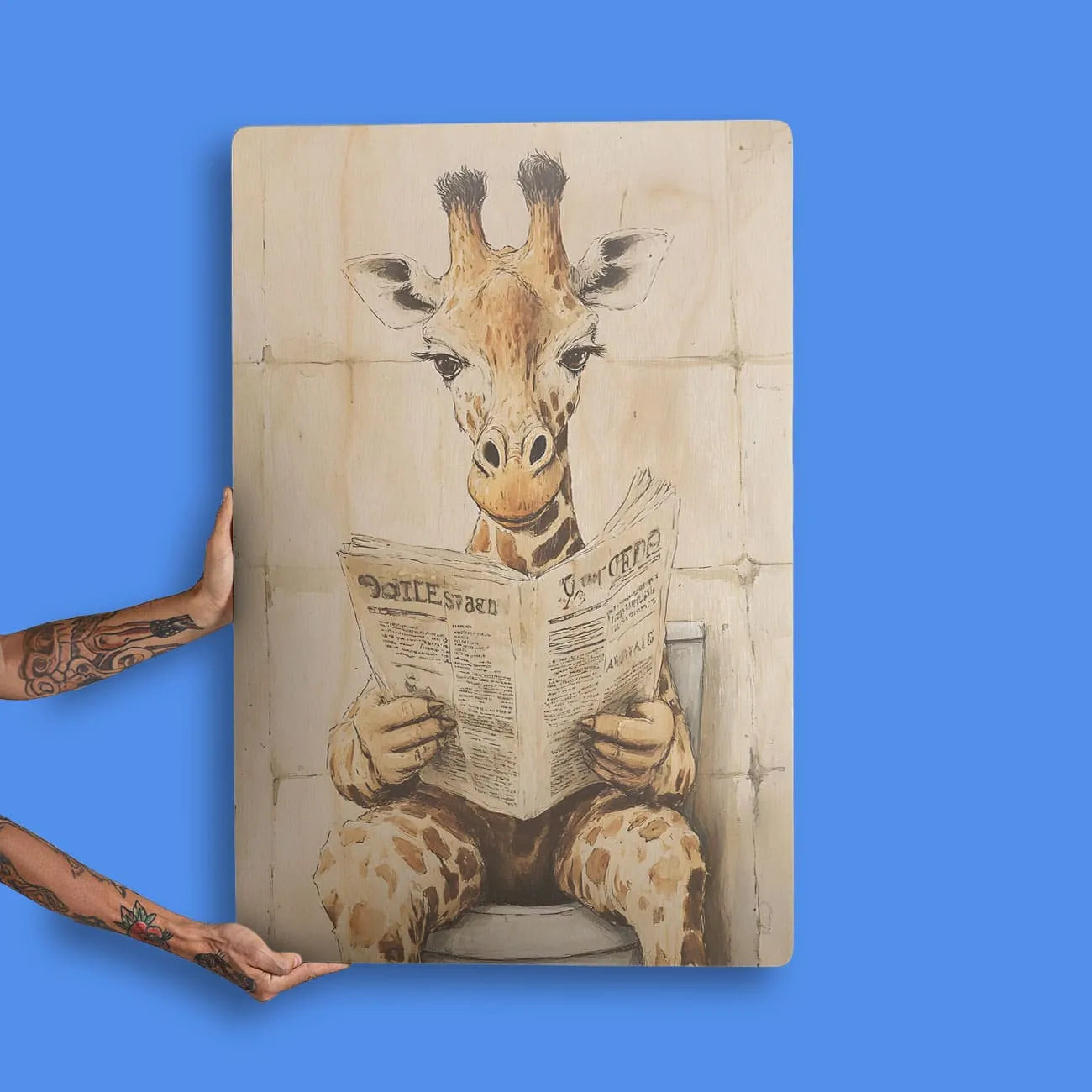 Quadro Decorativo  - Girafa no Banheiro
