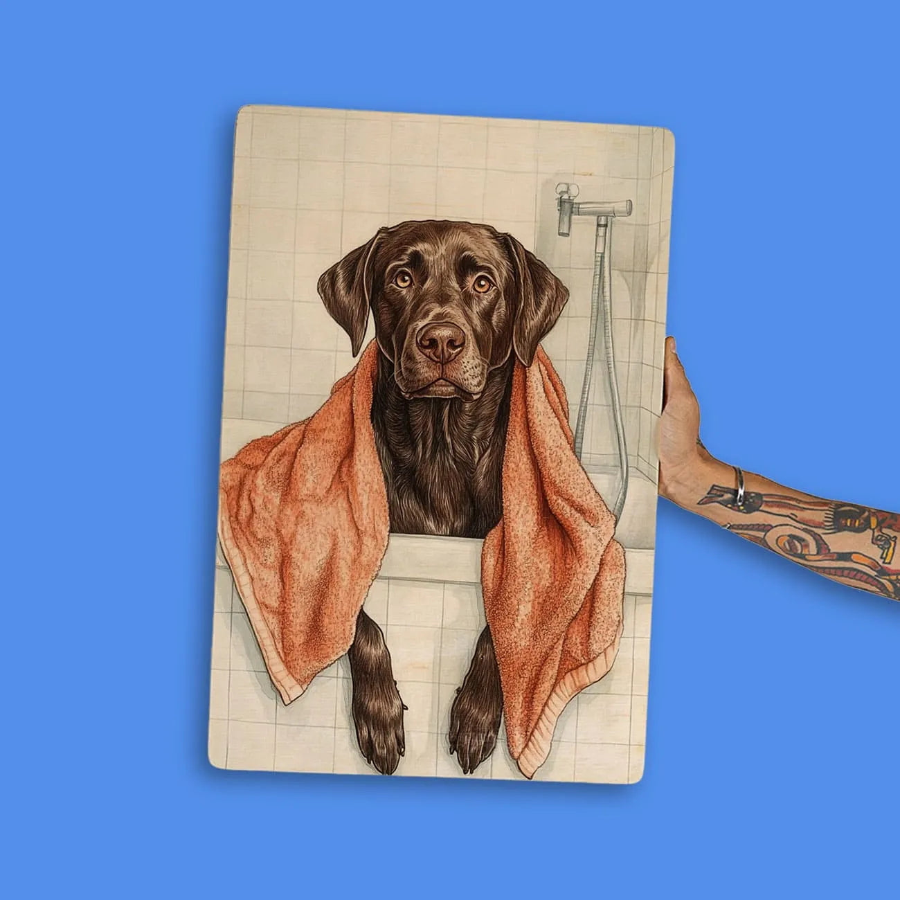 Quadro Decorativo  - Labrador na banheira