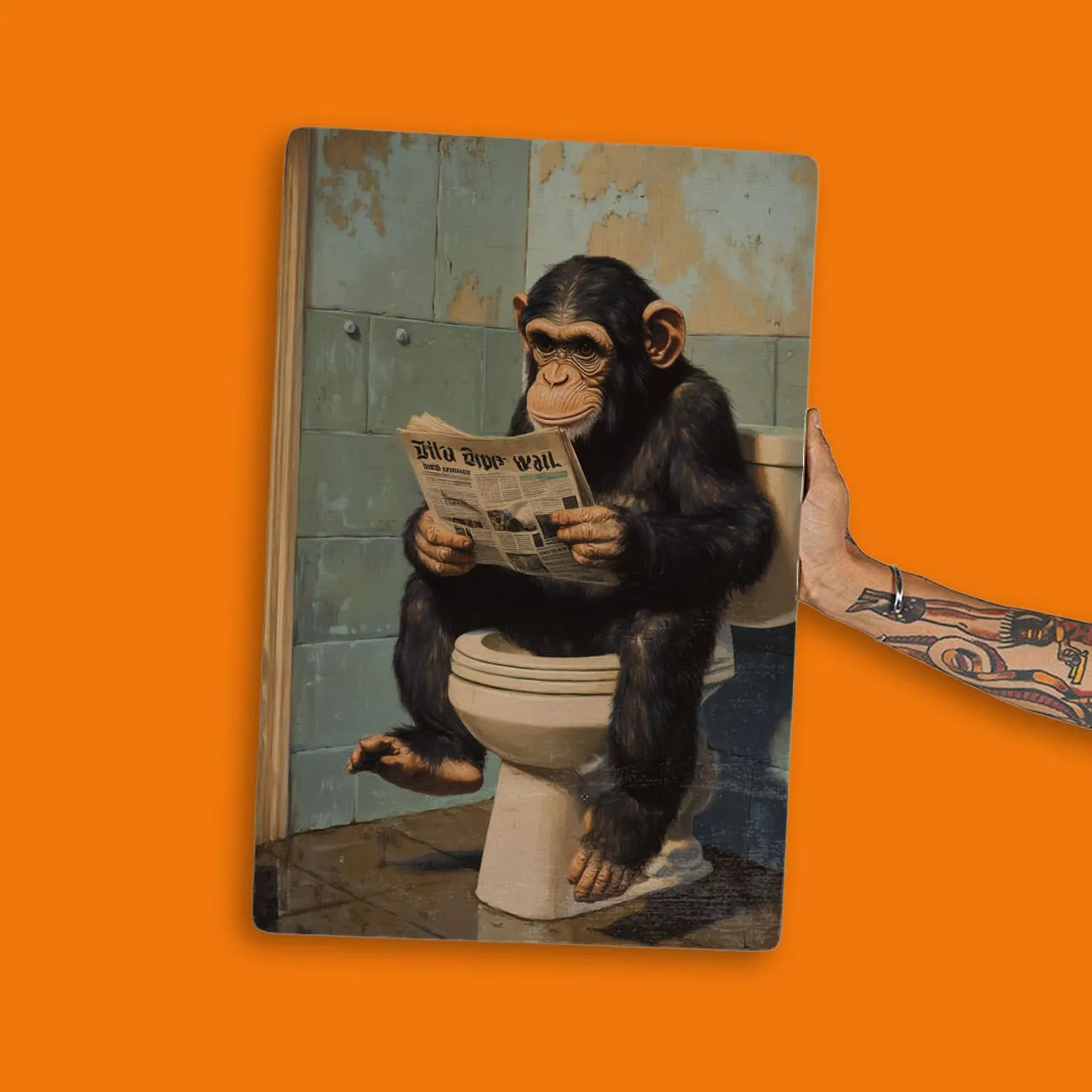 Quadro Decorativo  - Macaco no Banheiro