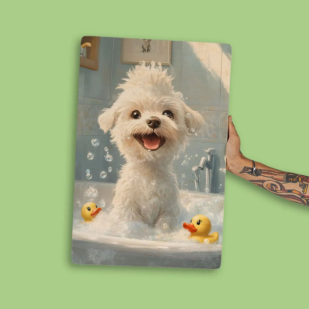 Quadro Decorativo  - Maltês na banheira