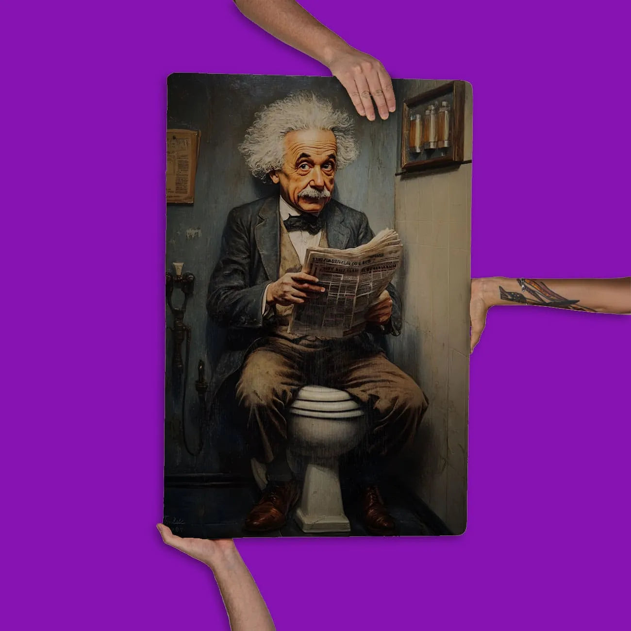 Quadro Decorativo  - Albert Einstein no Banheiro