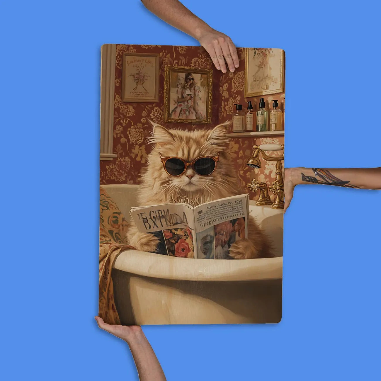 Quadro Decorativo  - Gato de óculos na banheira
