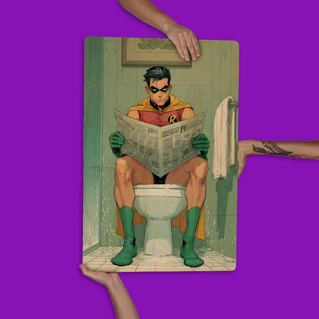 Quadro Decorativo  - Robin no Banheiro