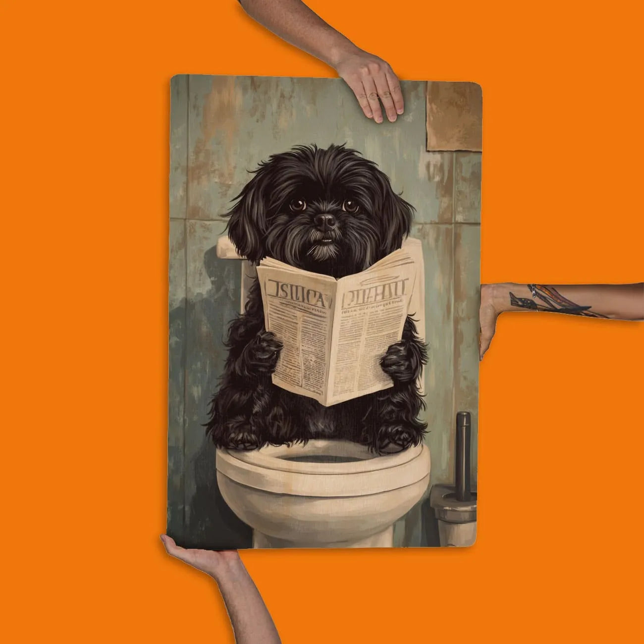 Quadro Decorativo  - Shitzu no banheiro