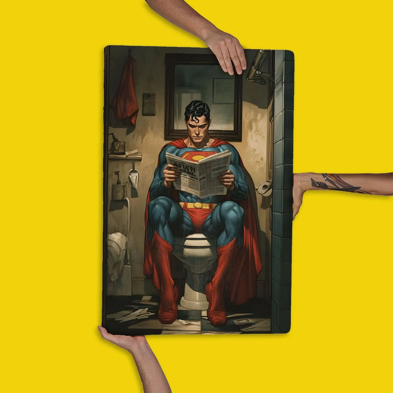 Quadro Decorativo  - Superman no Banheiro