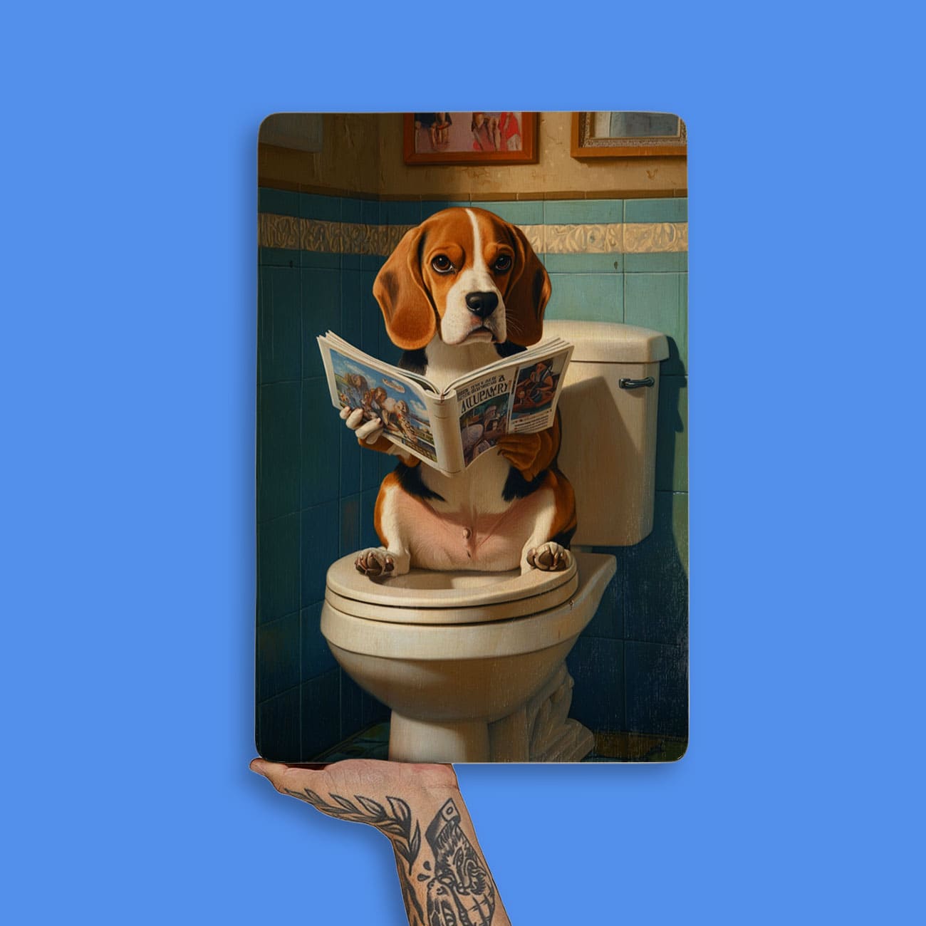Quadro Decorativo  - Beagle no banheiro