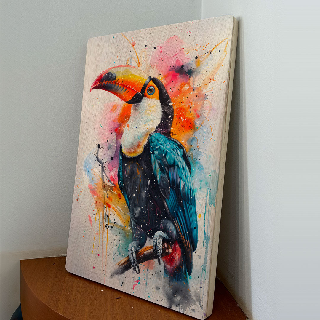 Quadro Decorativo - Fauna Aquarela Tucano 50 x 33 cm - Muralist Decor