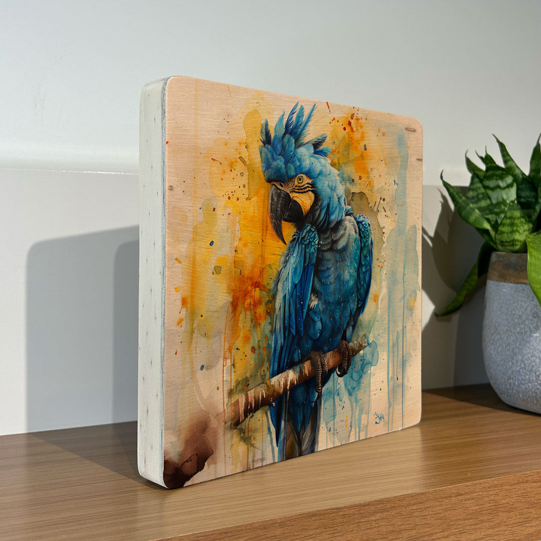 Quadro Decorativo - Fauna Aquarela Arara Azul 20 x 20 cm - Muralist Decor