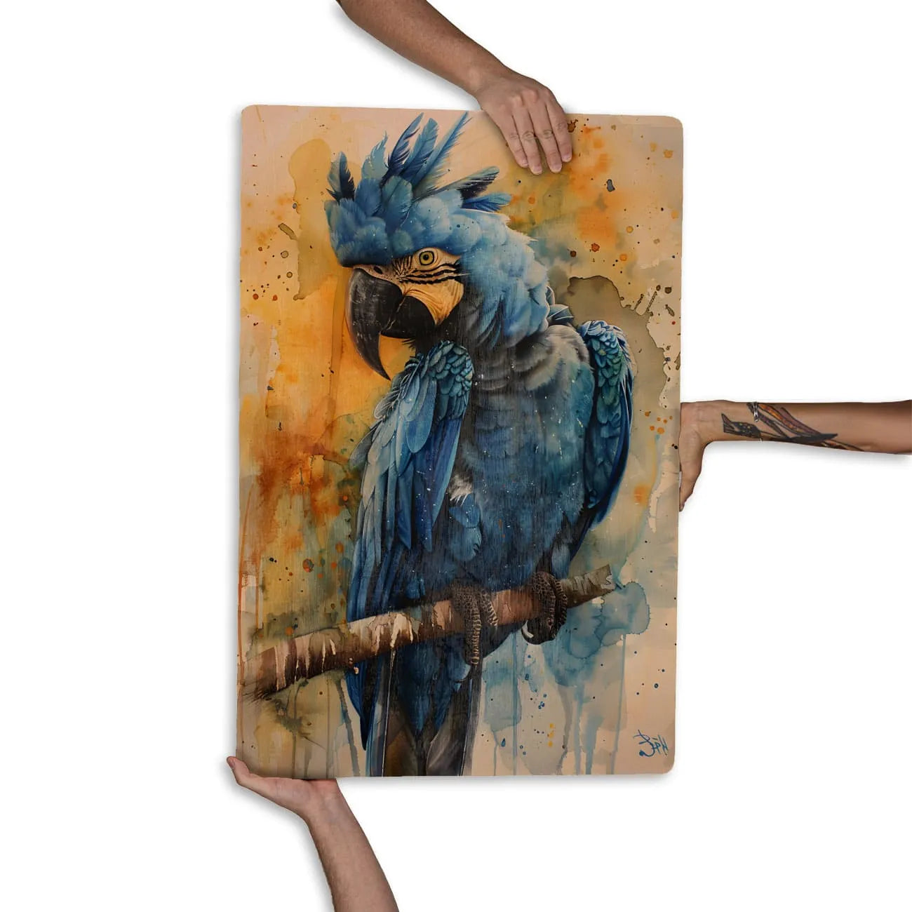 Quadro Decorativo -  Fauna Aquarela Arara Azul