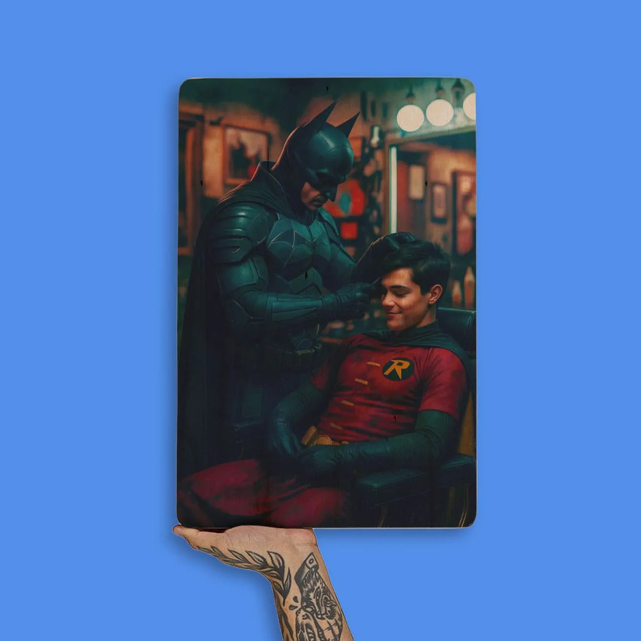 Quadro Decorativo Barbearia - Batman e Robin