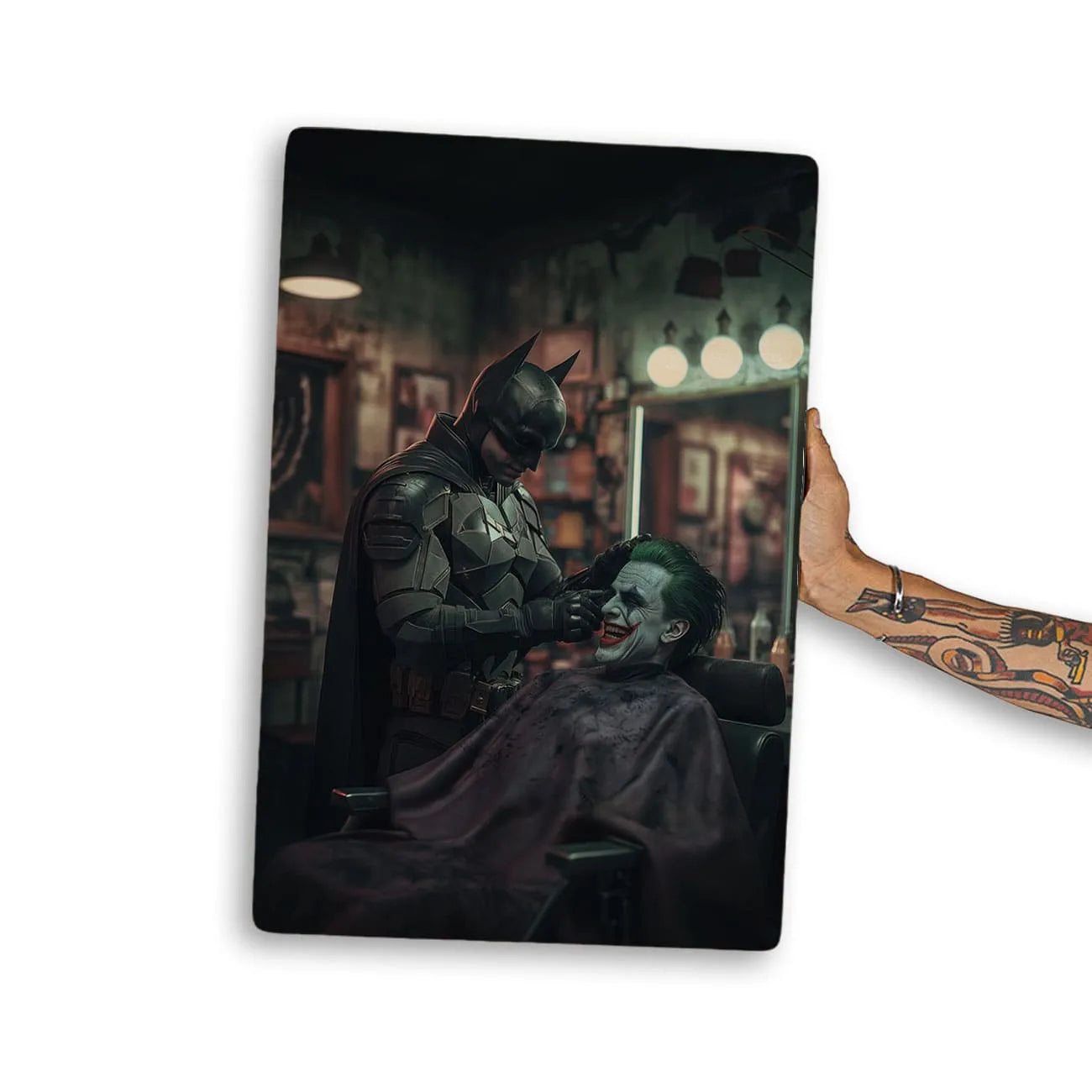 Quadro Decorativo Barbearia - Batman e Coringa