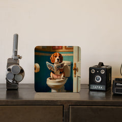 Quadro Decorativo  - Beagle no banheiro