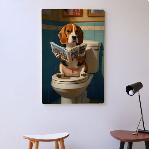 Quadro Decorativo  - Beagle no banheiro