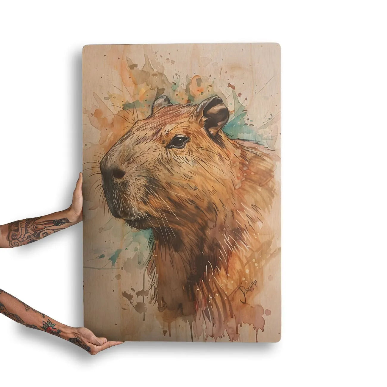 Quadro Decorativo -  Fauna Aquarela Capivara