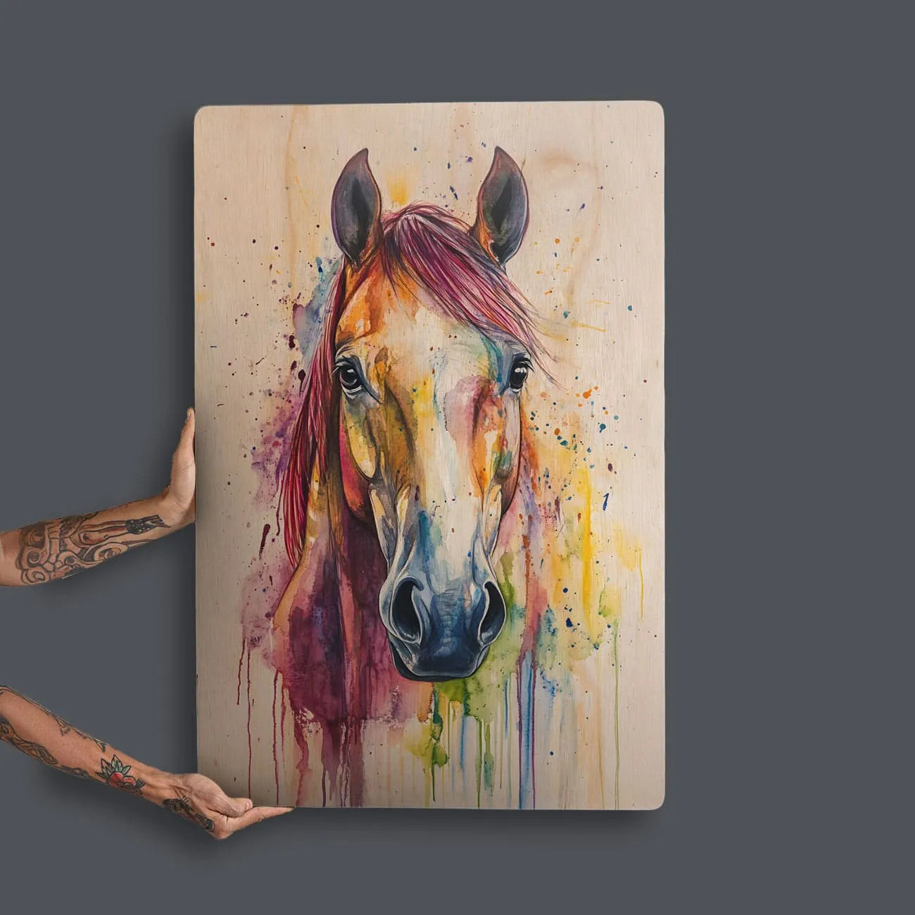 Quadro Decorativo -  Fauna Aquarela Cavalo