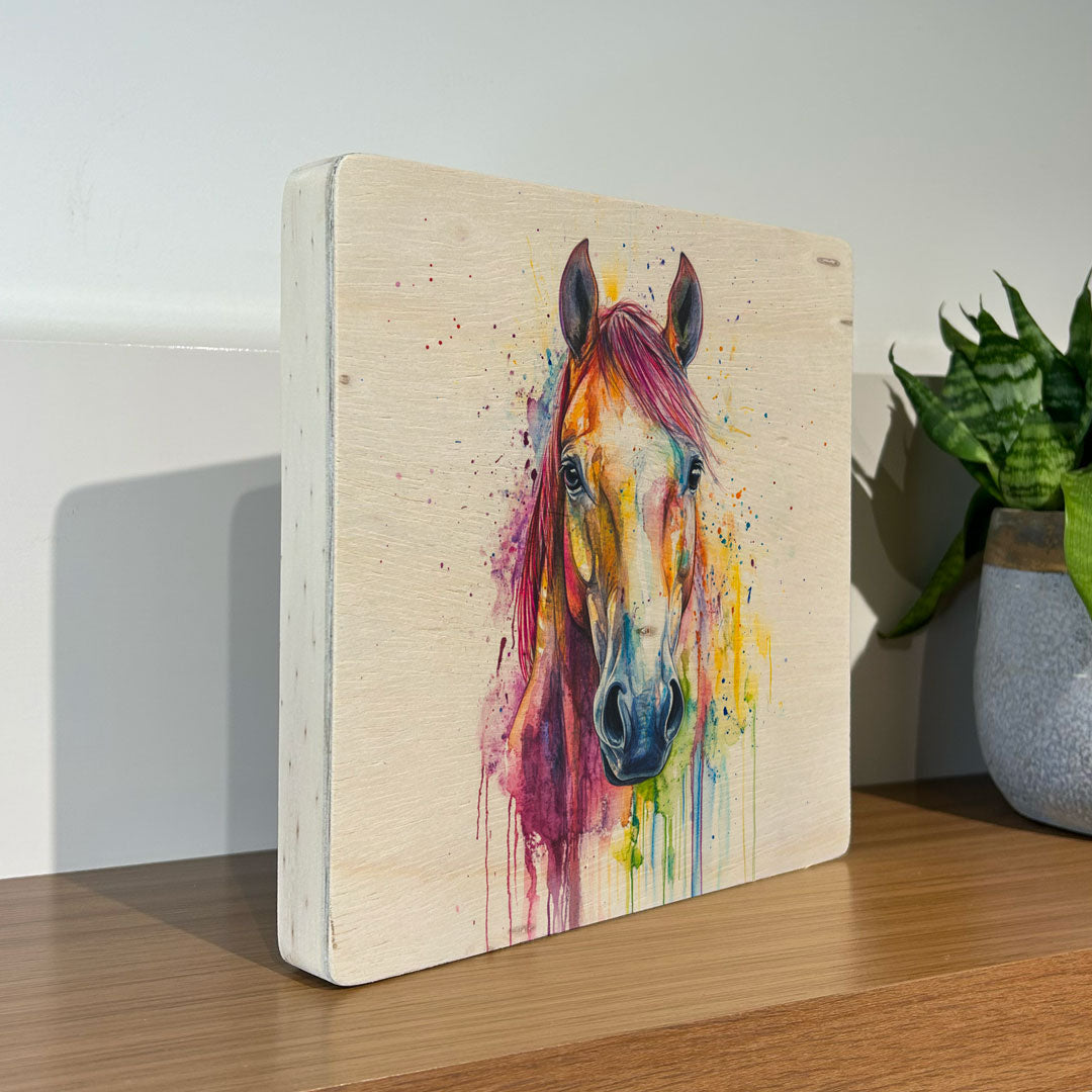 Quadro Decorativo - Fauna Aquarela Cavalo 20 x 20 cm - Muralist Decor