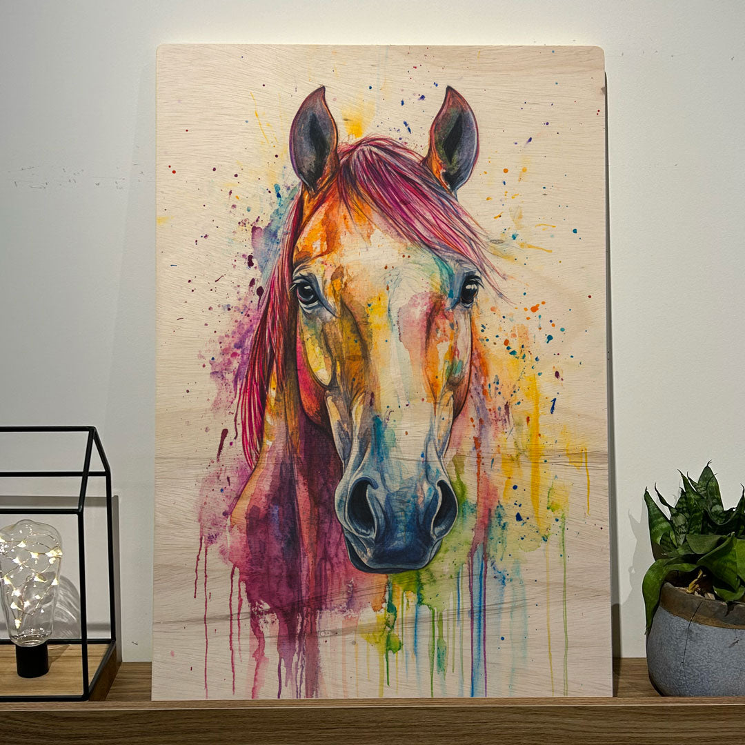 Quadro Decorativo - Fauna Aquarela Cavalo 50 x 33 cm - Muralist Decor