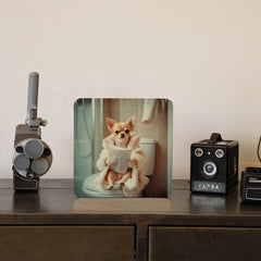 Quadro Decorativo  - Chiuaua no banheiro
