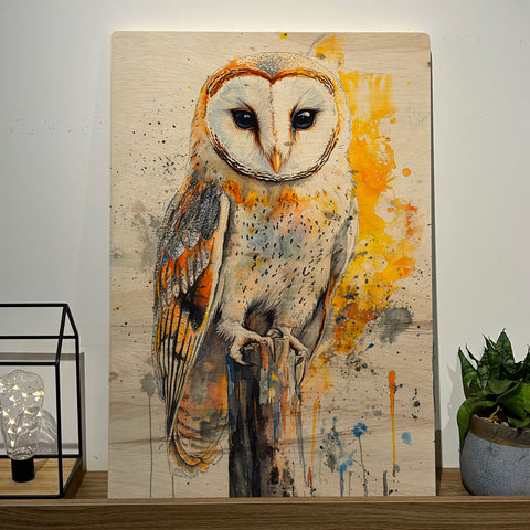 Quadro Decorativo - Fauna Aquarela Coruja 50 x 33 cm - Muralist Decor