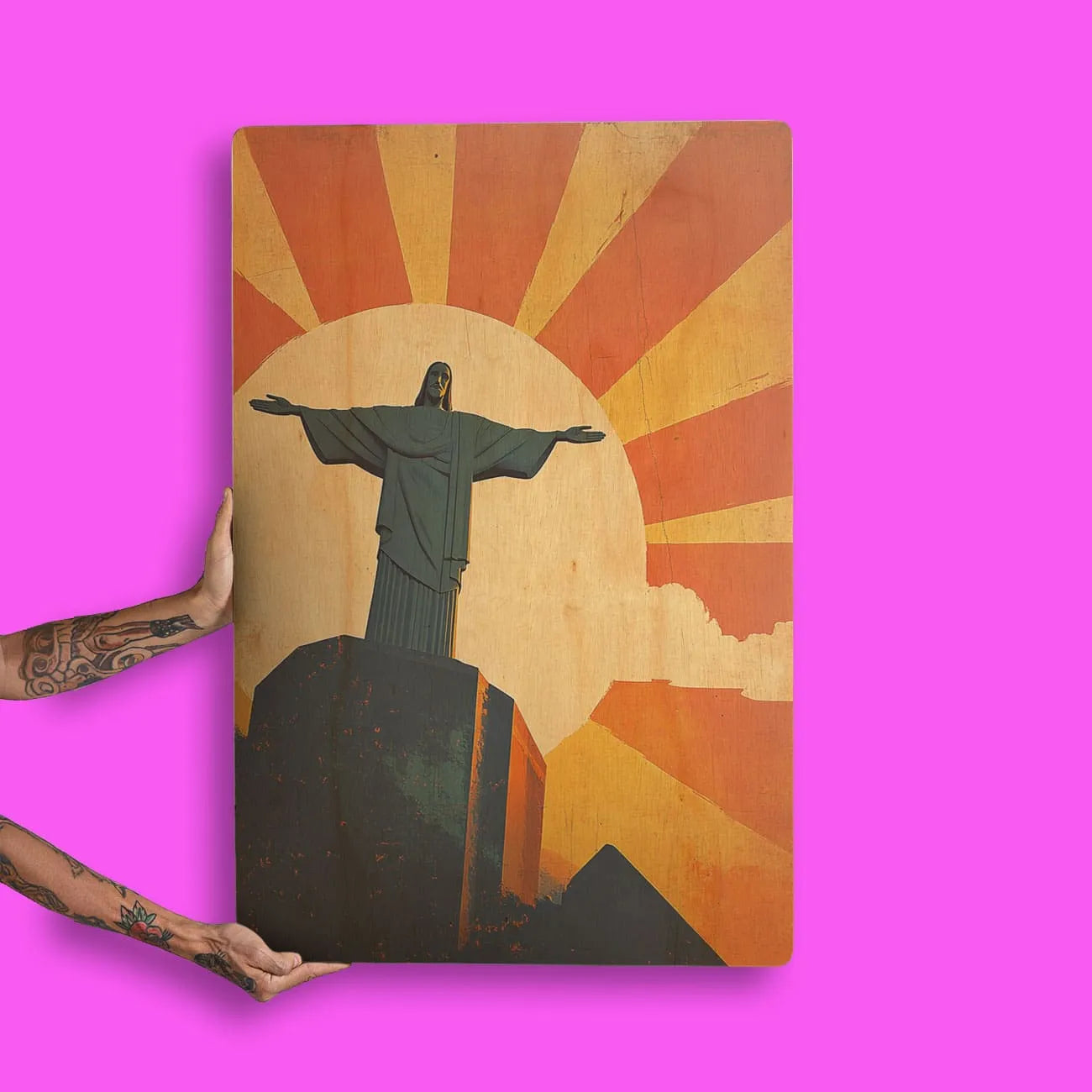 Quadro Decorativo -  Cristo Redentor Pôr do Sol - Rio de Janeiro