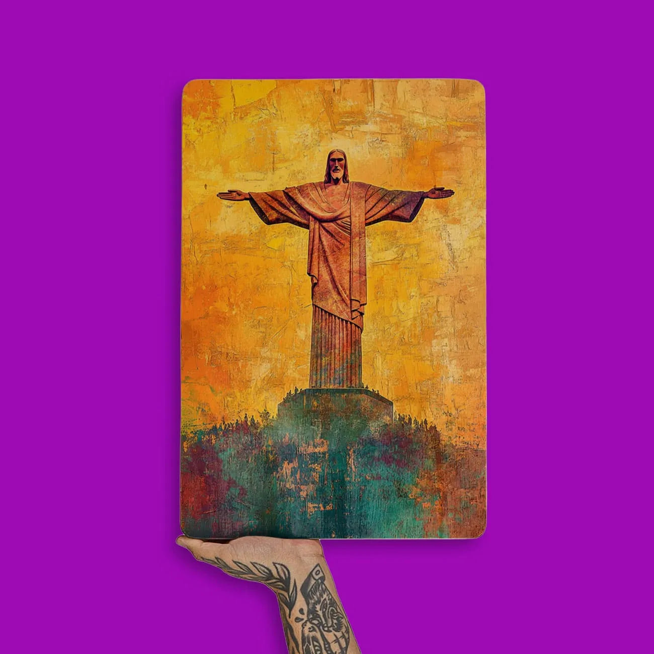 Quadro Decorativo -  Cristo Redentor Terracota - Rio de Janeiro