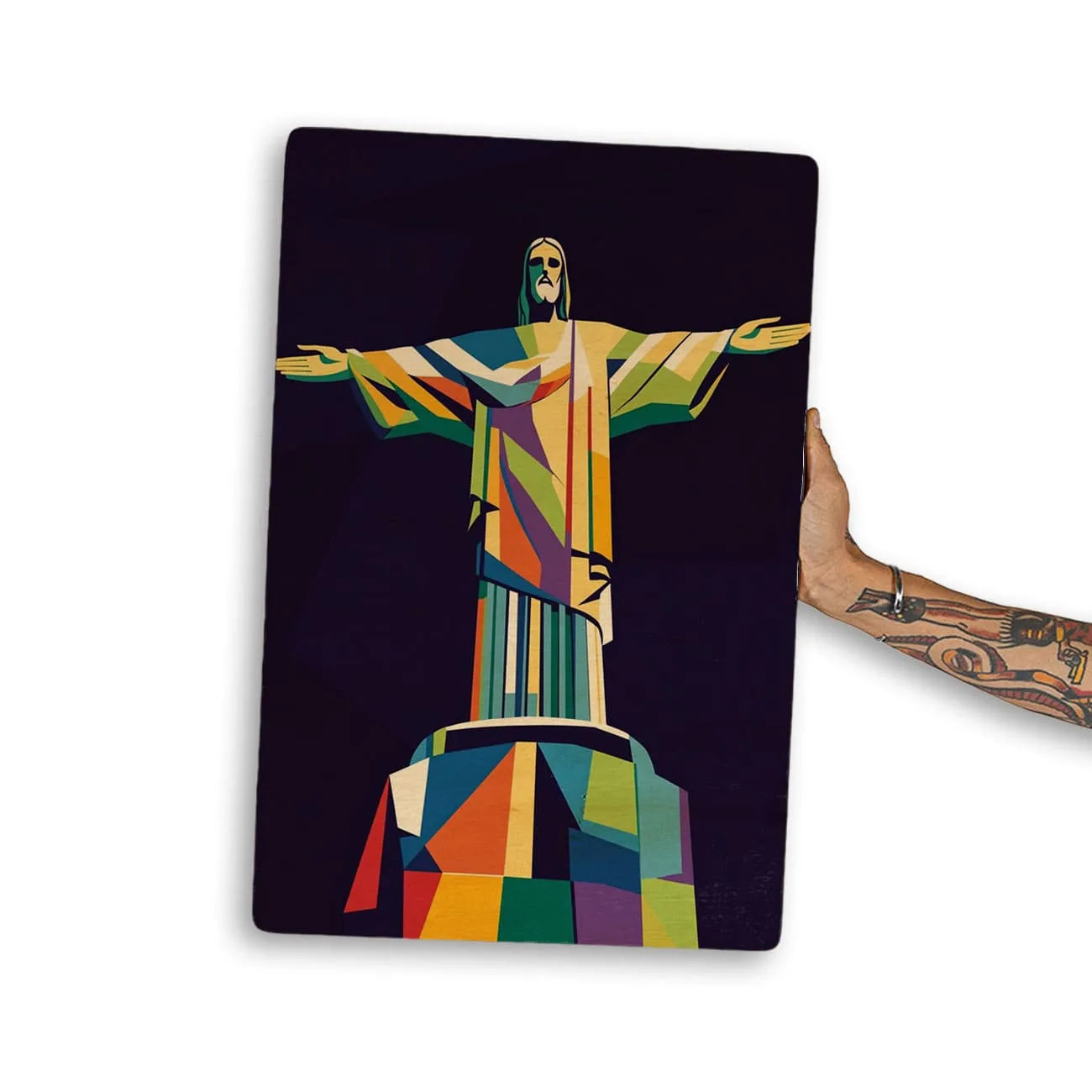 Quadro Decorativo -  Cristo Redentor Color Block - Rio de Janeiro