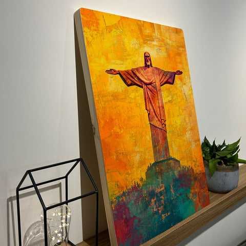 Quadro Decorativo -  Cristo Redentor Terracota - Rio de Janeiro