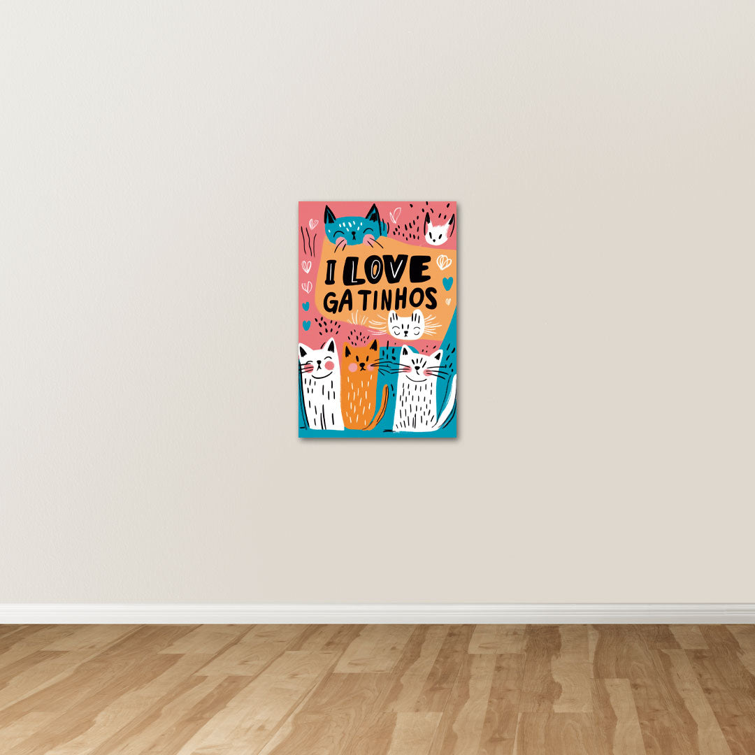 Placa Decorativa Love Gatinhos