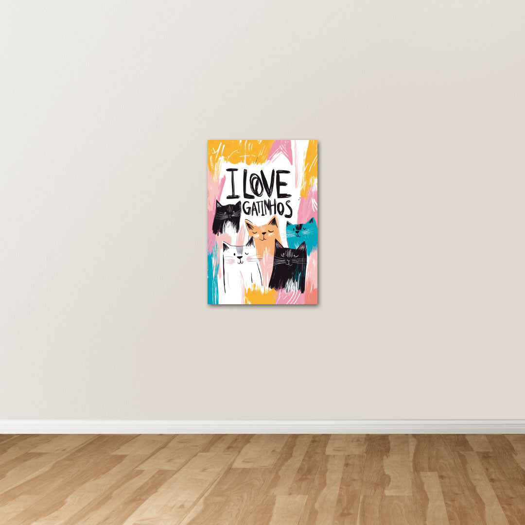 Placa Decorativa I Love Gatinhos