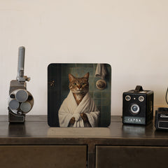 Quadro Decorativo  - Gato malhado de roupão