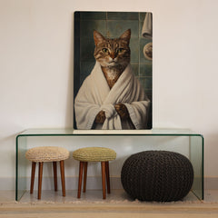 Quadro Decorativo  - Gato malhado de roupão
