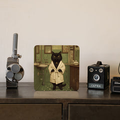 Quadro Decorativo  - Gato preto de roupão
