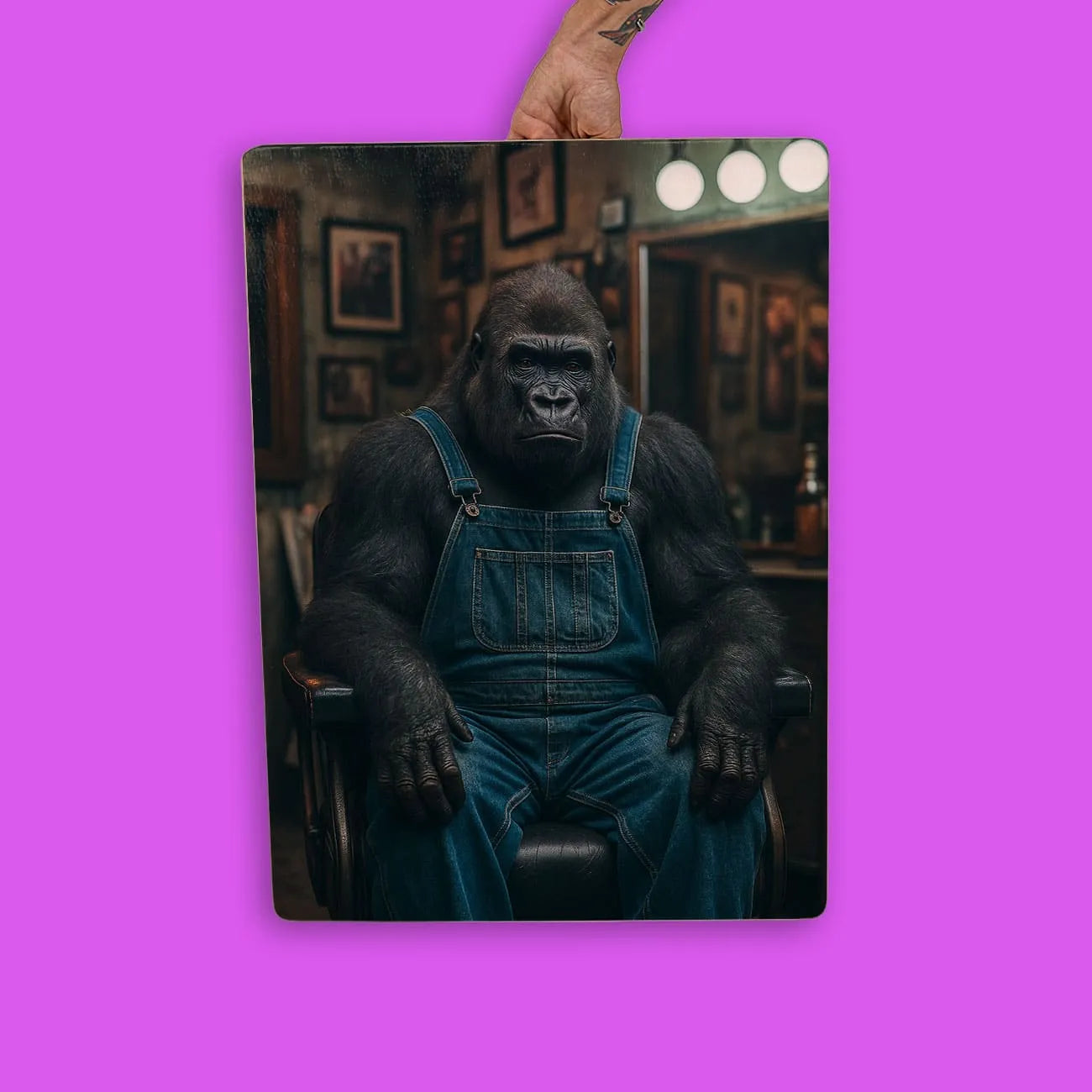 Quadro Decorativo Barbearia - Gorila