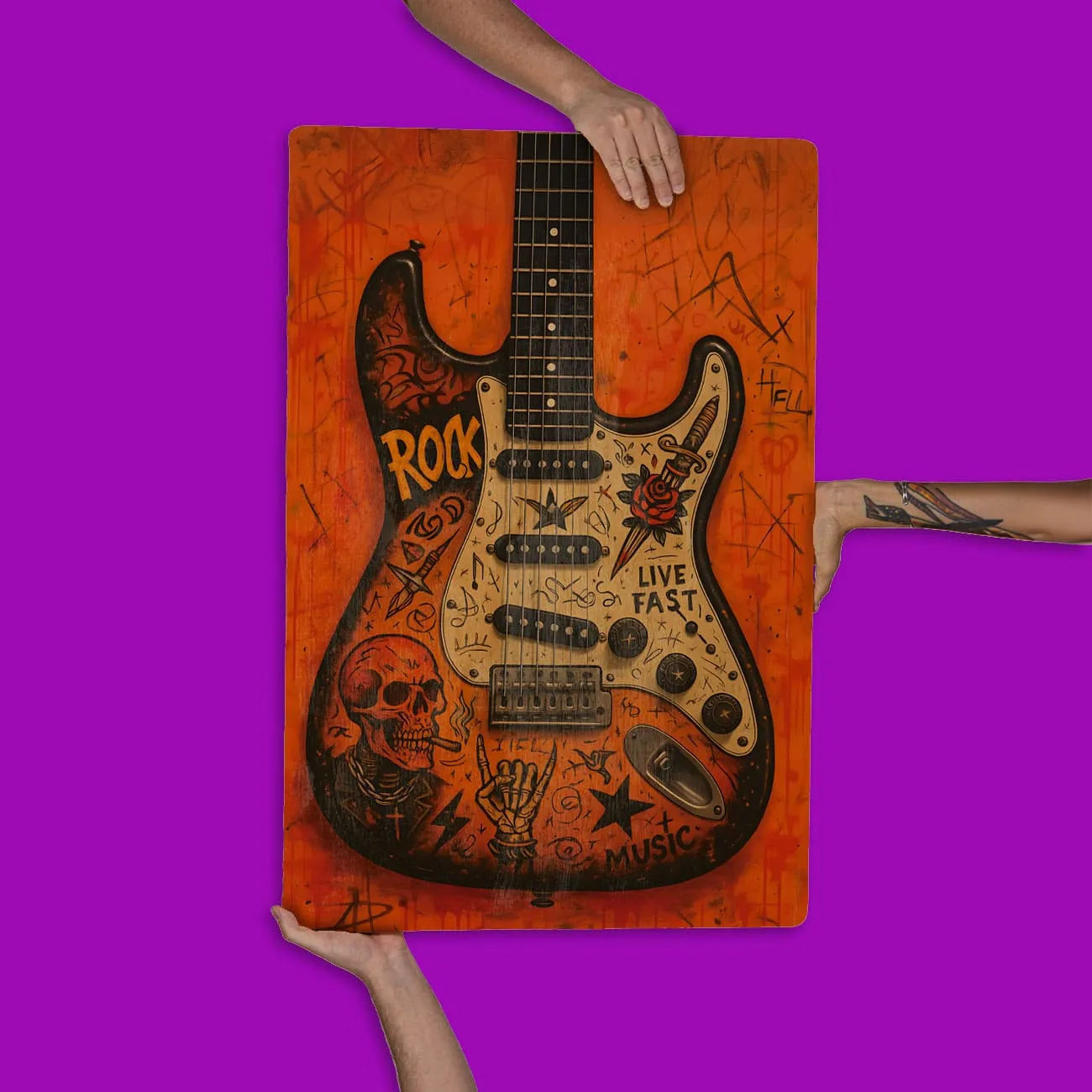 Quadro Decorativo Bares/Pub - Guitarra Rock