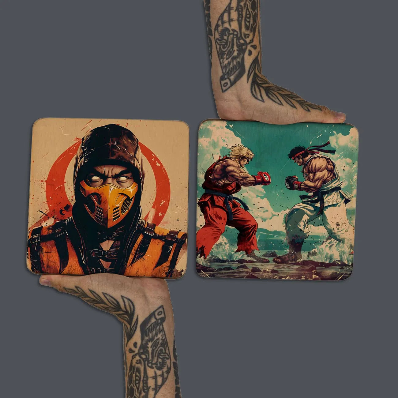 Quadro Decorativo - Kit Game Retrô Street Figther e Mortal Kombat