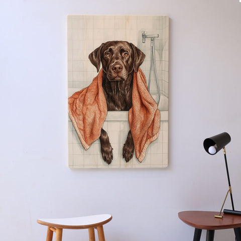 Quadro Decorativo  - Labrador na banheira