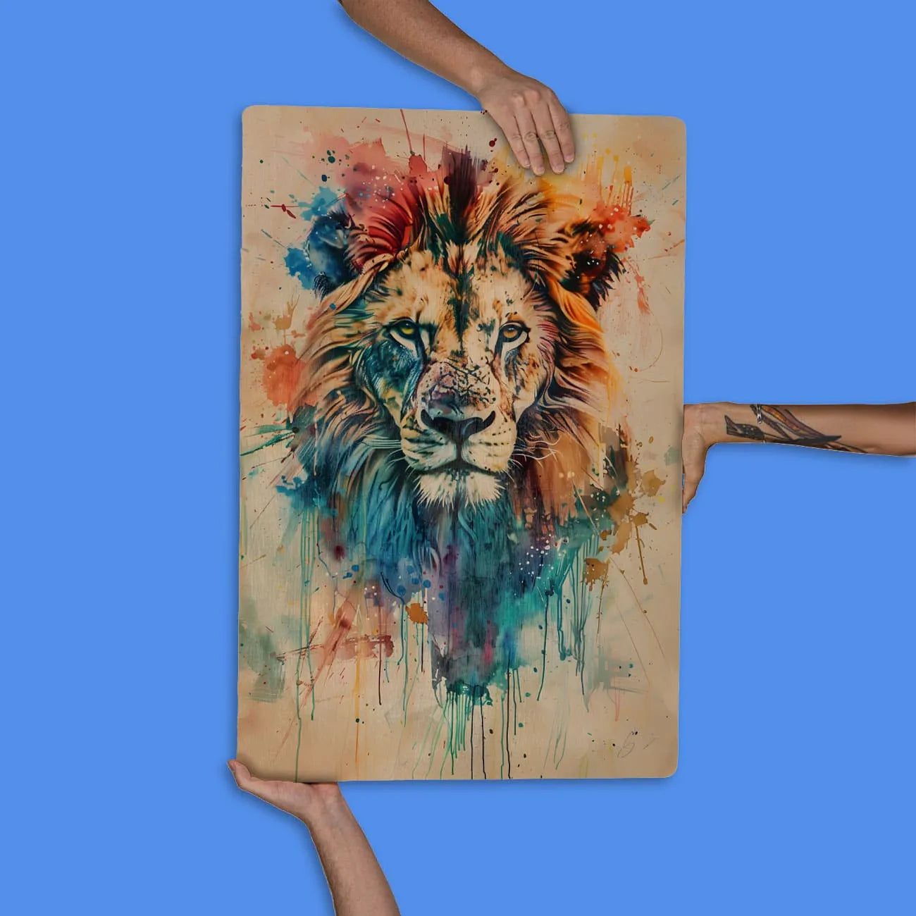 Quadro Decorativo -  Fauna Aquarela Leão