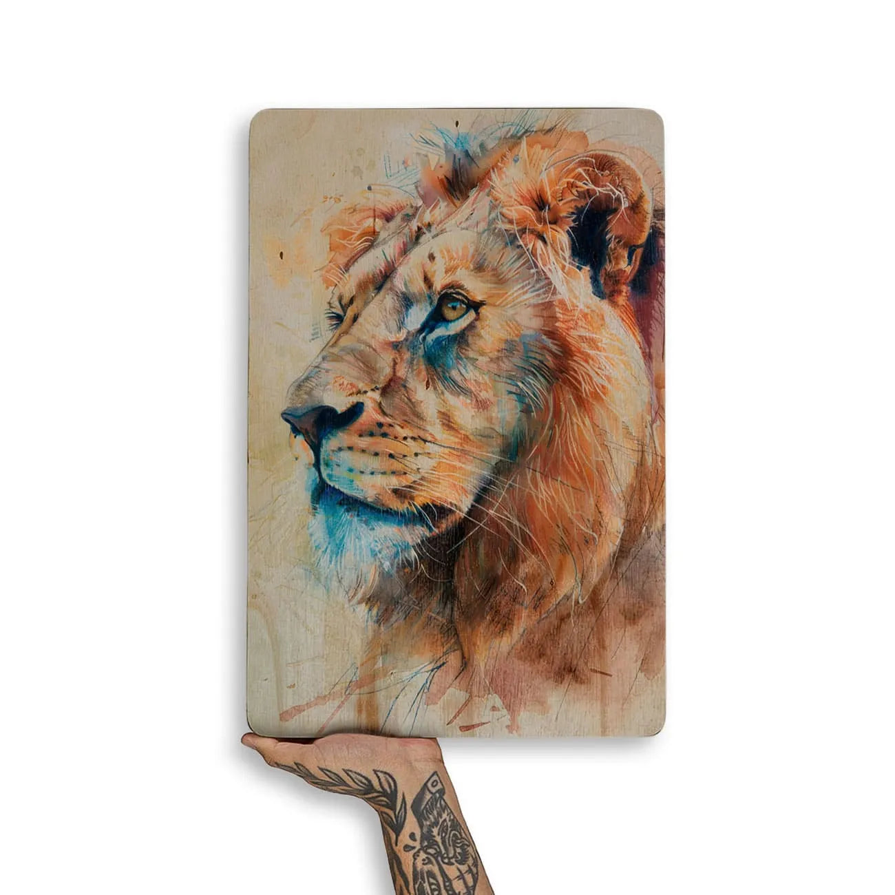 Quadro Decorativo -  Fauna Aquarela Leão Perfil