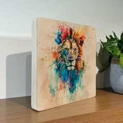 Quadro Decorativo - Fauna Aquarela Leão 20 x 20 cm - Muralist Decor