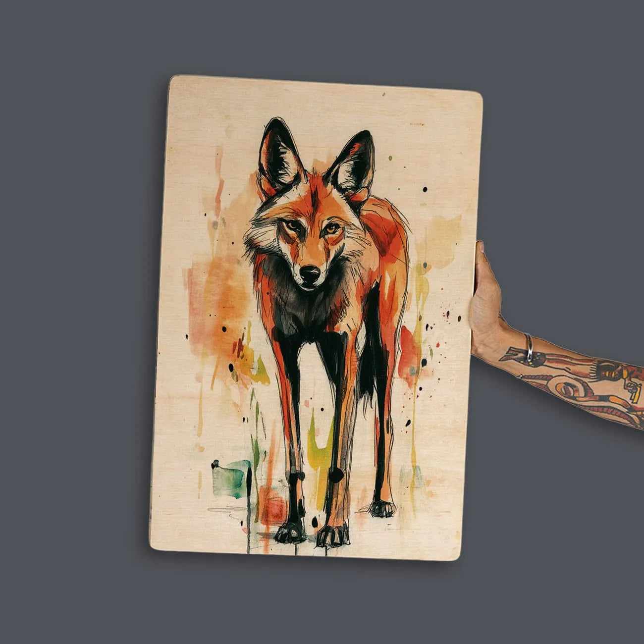 Quadro Decorativo -  Fauna Aquarela Lobo Guará