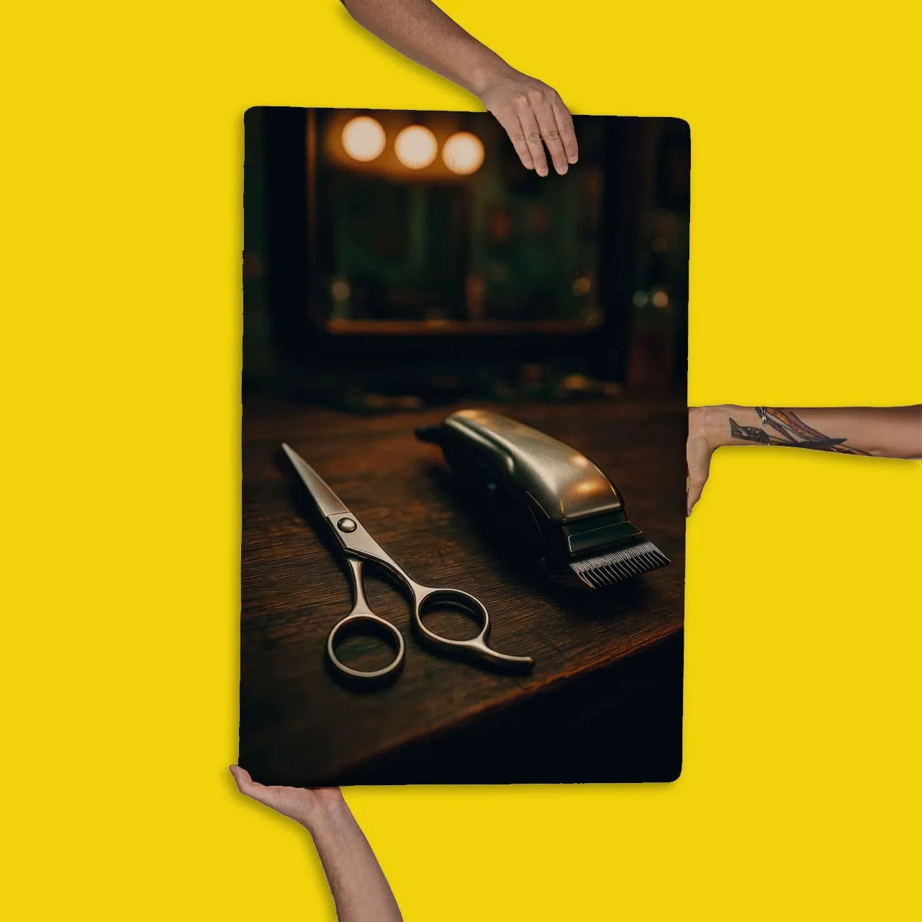 Quadro Decorativo Barbearia - Maquina e Tesoura