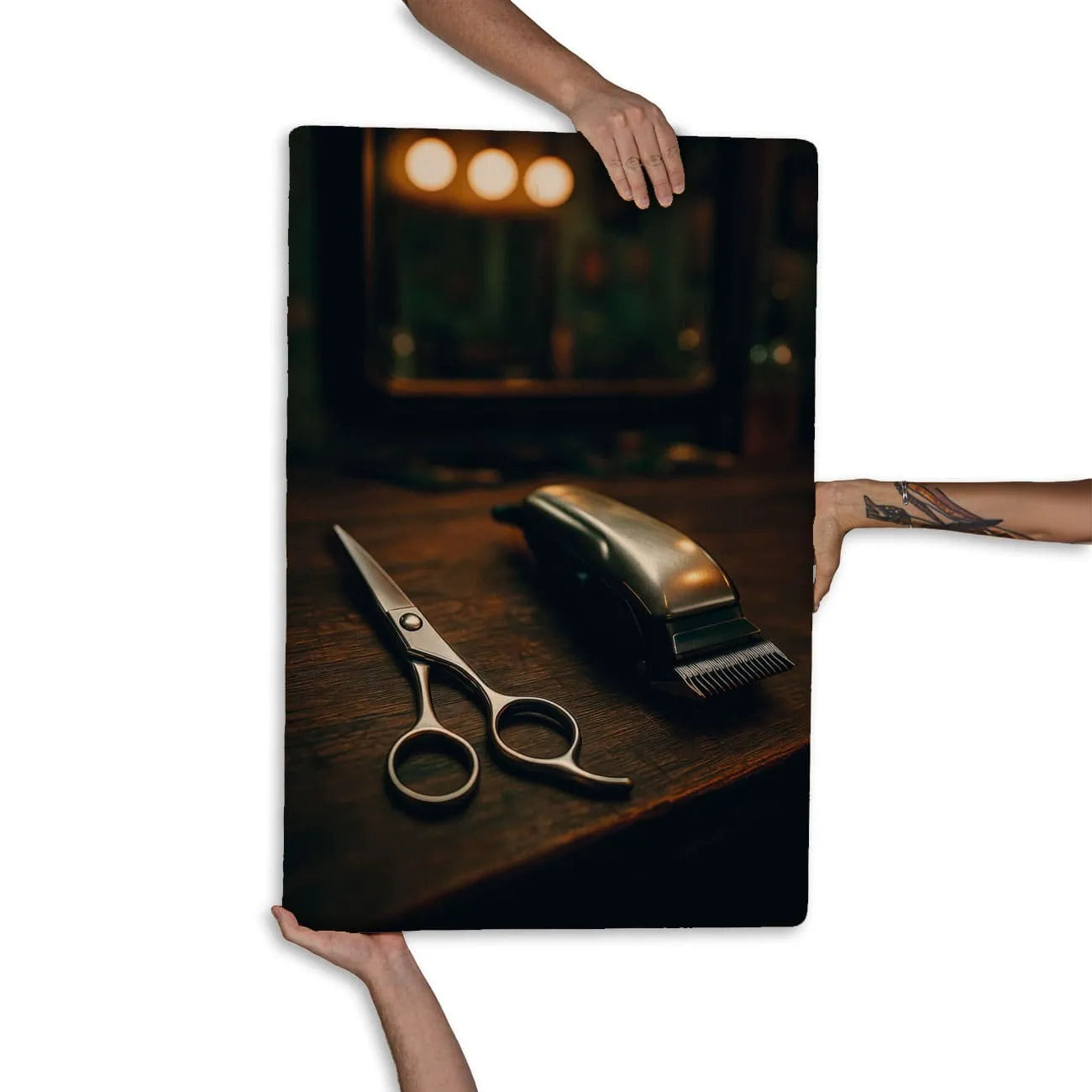 Quadro Decorativo Barbearia - Maquina e Tesoura